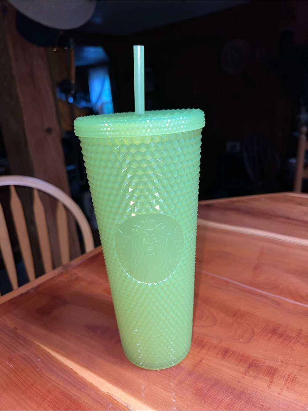 STARBUCKS STUDDED Green Glow-in-the-Dark 24 oz Cold Cup